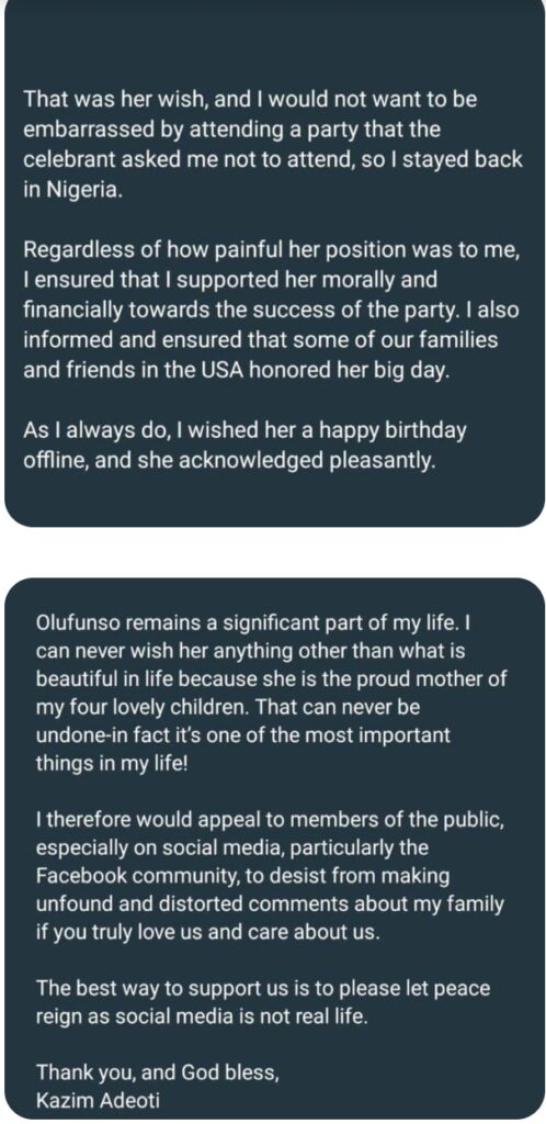 Mercy Aigbe’s Husband Reveals Why He Attended First Wife’s Birthday Party -Details Emerged