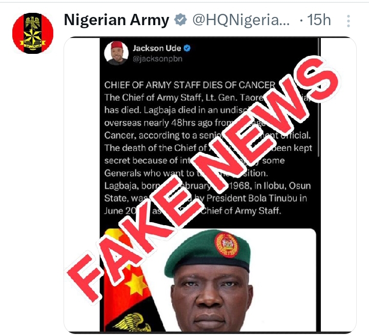 Nigerian Army Debunk COAS Death Rumors, Ordered Arrest Of Journalist.