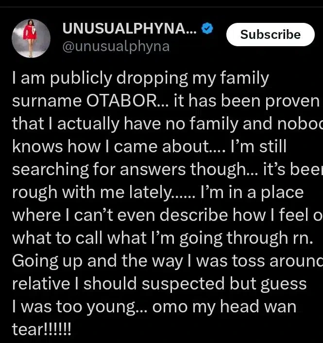 Big Brother Naija Reality Show Star Phyna Announced Dropping Of Family Name, Unveil Reason.