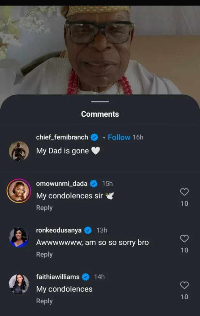 House of Ga’a, Main Character, Actor Femi Branch Looses Father