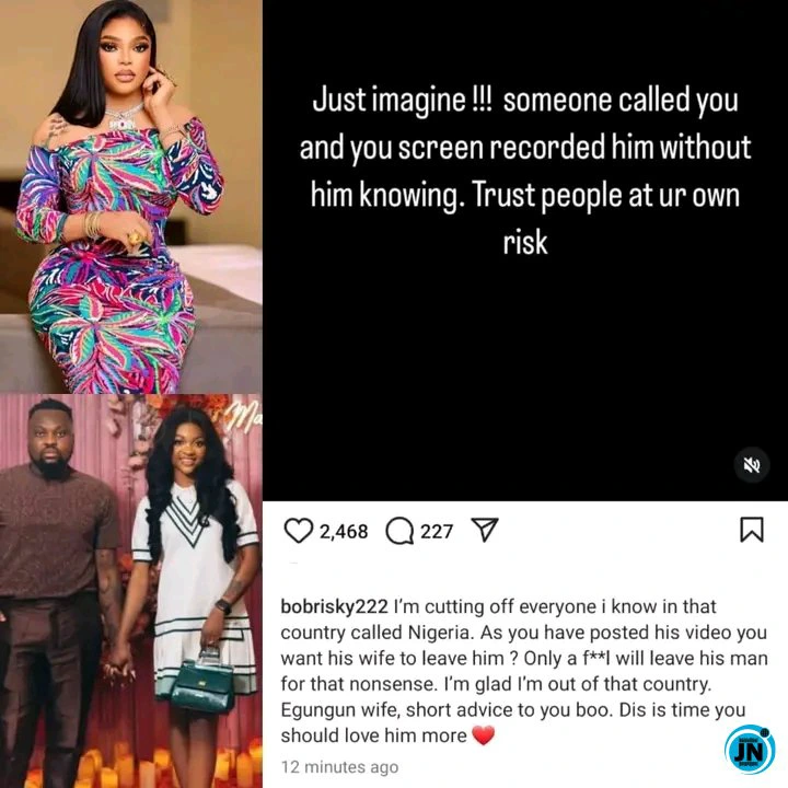 "Only A Fool Will Leave His Man For This Nonsense"-  Bobrisky Reacts To Leaked Nigeria Influencer, Egungun Of Lagos Video, Gives Wife Advice