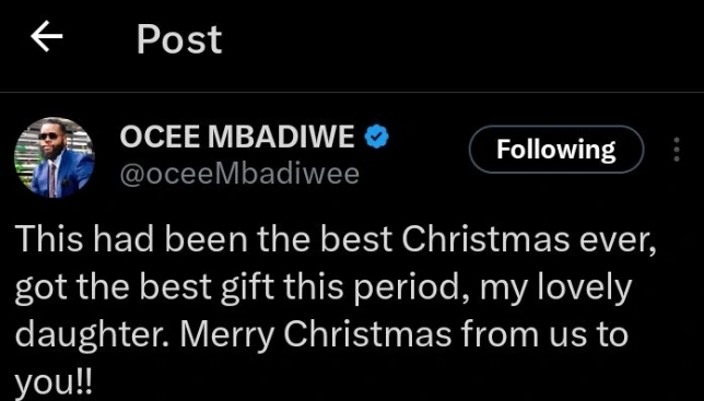 Ex-BBNaija Housemate, Ocee Mbadiwe And Fiancée Welcome First Child