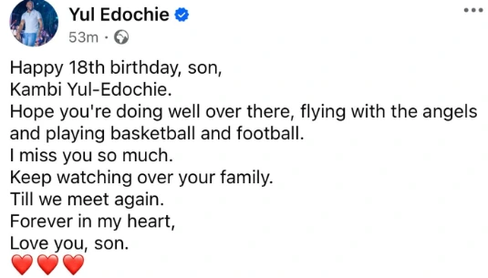 “I Miss You So Much” - Actor Yul Edochie Remembers His Son, Kambilichukwu, As He Celebrate His 18th Posthumous Birthday