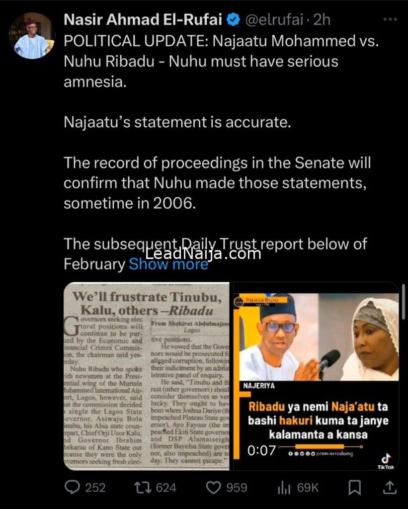 El-Rufai Reminds Ribadu How He Promised To Hunt Tinubu Down For Corruption In 2007 - Investigative Journalist Reveal