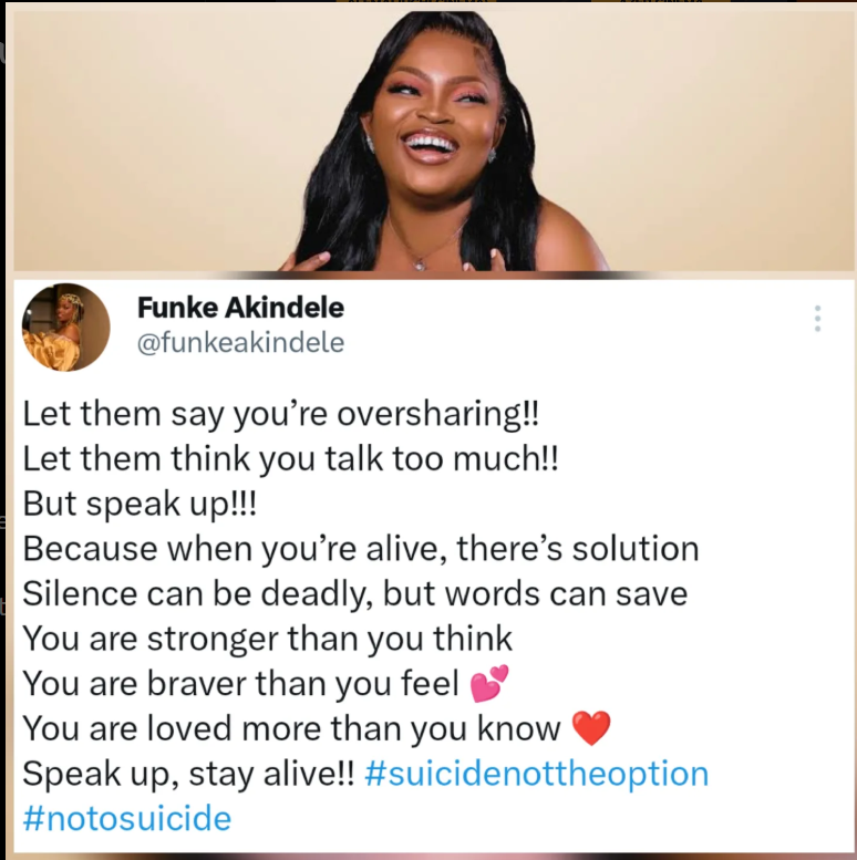 “Silence Can Be Deadly”: Funke Akindele Urges Nigerians to Speak Up on Mental Health