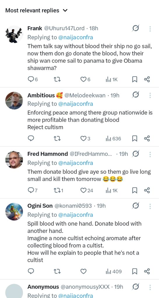 Vikings Cult Members Donate Blood in Ebonyi, Spark Mixed Reactions