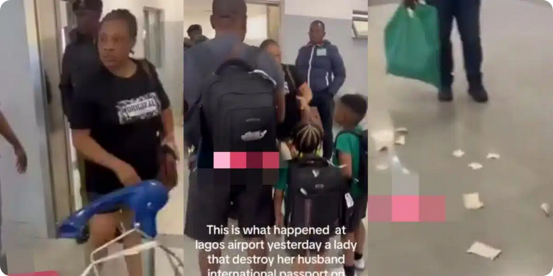 Lady Destroy Her Husband’s  Passport After They Arrived At Lagos Airport