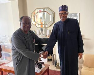 Former President Of Nigeria Muhammadu Buhari Visits Gen. Yakubu Gowon In London