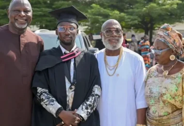 PHOTOS: Nigeria Actors Binta Ayo Mogaji and Jibola Dabo Celebrates Son As He Graduate From Lead City University