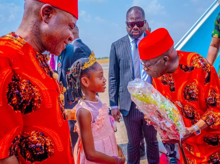 PHOTO NEWS: President Tinubu Arrived Enugu, Dons Traditional Igbo Attire