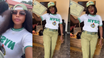 "Mummy is so fine" Nigerian Reacts As Nigerian Mum Rocks NYSC Uniform After Daughter’s Passing Out Parade (WATCH)