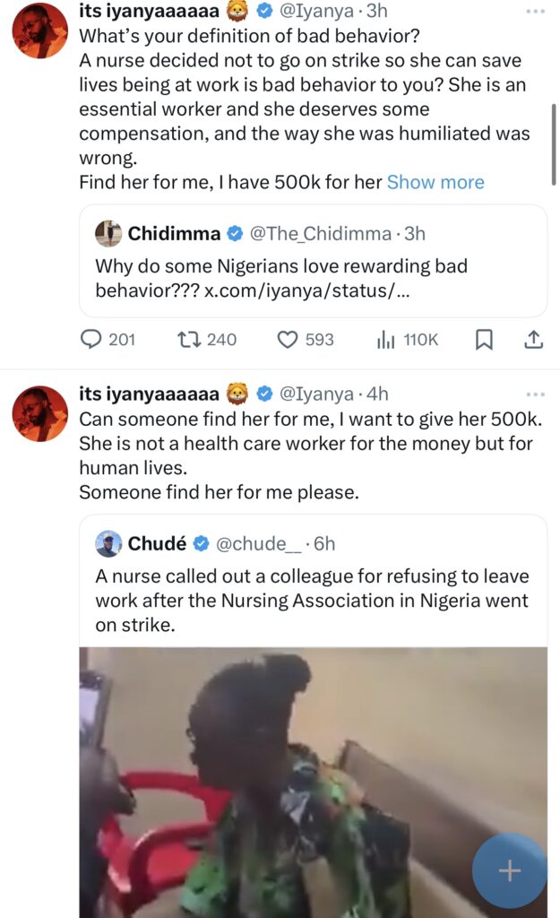 Singer Iyanya Offers ₦500k To Nurse Who Defied Strike To Save Lives