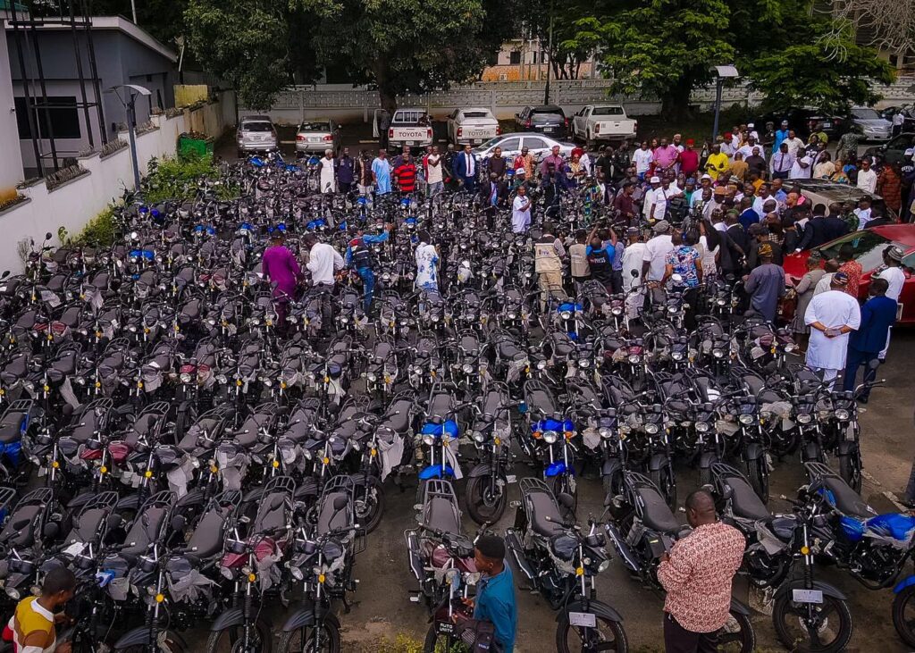 Edo Governor Okpebholo Commissions 300 Motorbikes to Strengthen Security (PHOTOS)