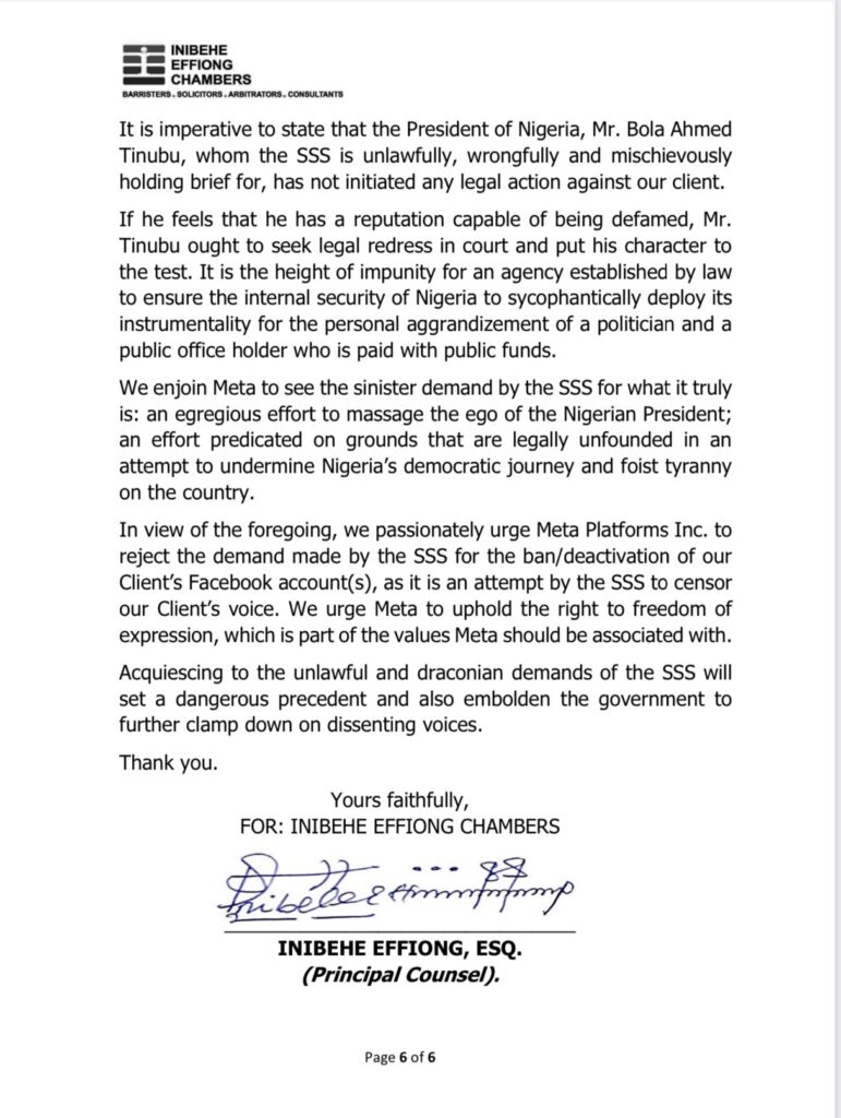 Sowore’s Lawyers Urge Meta to Reject DSS Demand to Ban Facebook Account