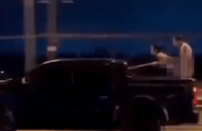 Moment N@ked Russian Couple Caught Have Nice Time While Standing In The Back Of A Speeding Truck (VIDEO)