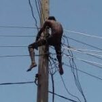 Tragedy: Police Rescue Man Who Climbed Electric Pole To Commit Suicide