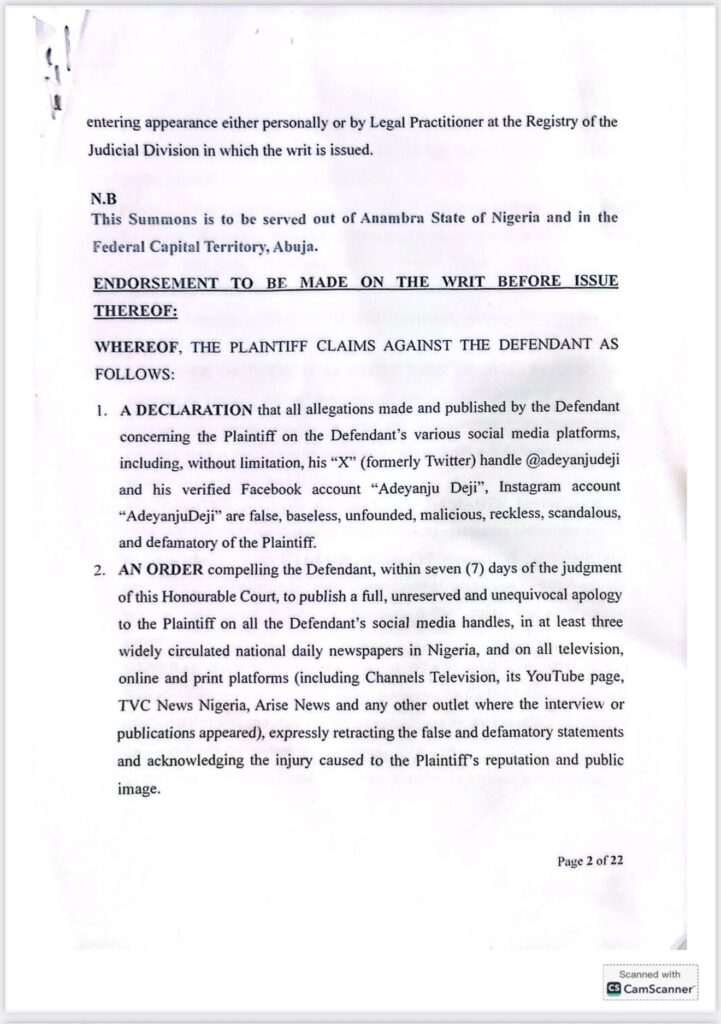 BREAKING: Peter Obi Sues Deji Adeyanju Over Defamatory Remarks