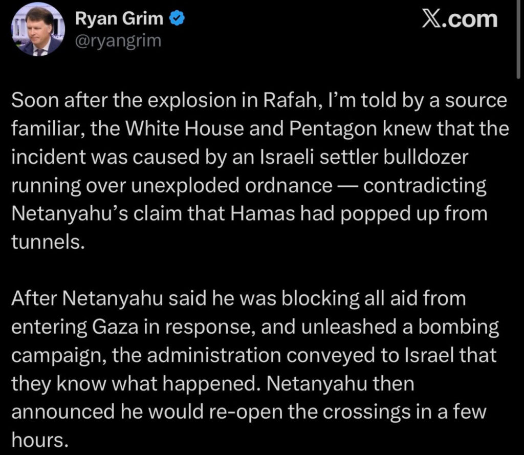 JUST IN: Rafah Explosion Linked to Israeli Bulldozer Accident — Reports Suggest Israel, Not Hamas, Responsible