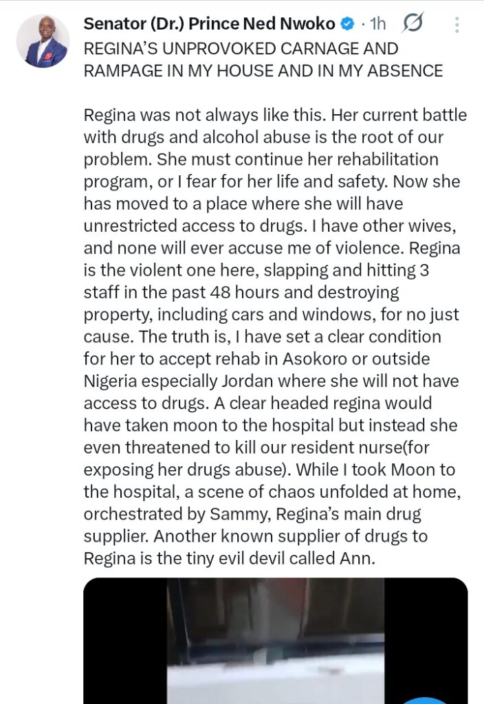 "Regina Was Not Always Like This. Her Current Battle With Drugs And Alcohol Abuse Is The Root Of Our Problem"- Ned Nwoko Speaks Out Follows Marital Crisis Saga