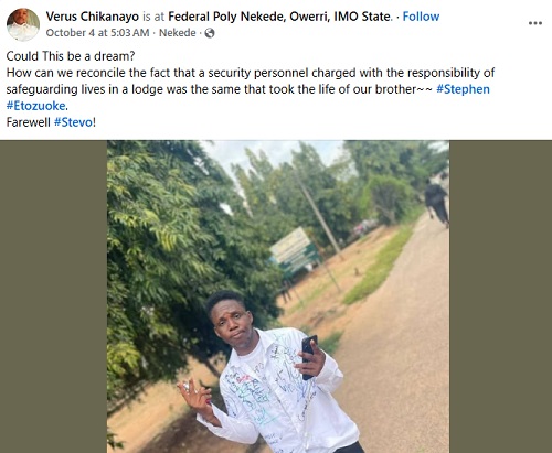 PHOTOS: Vigilantes Allegedly Stab Fresh Graduate To Death In Imo