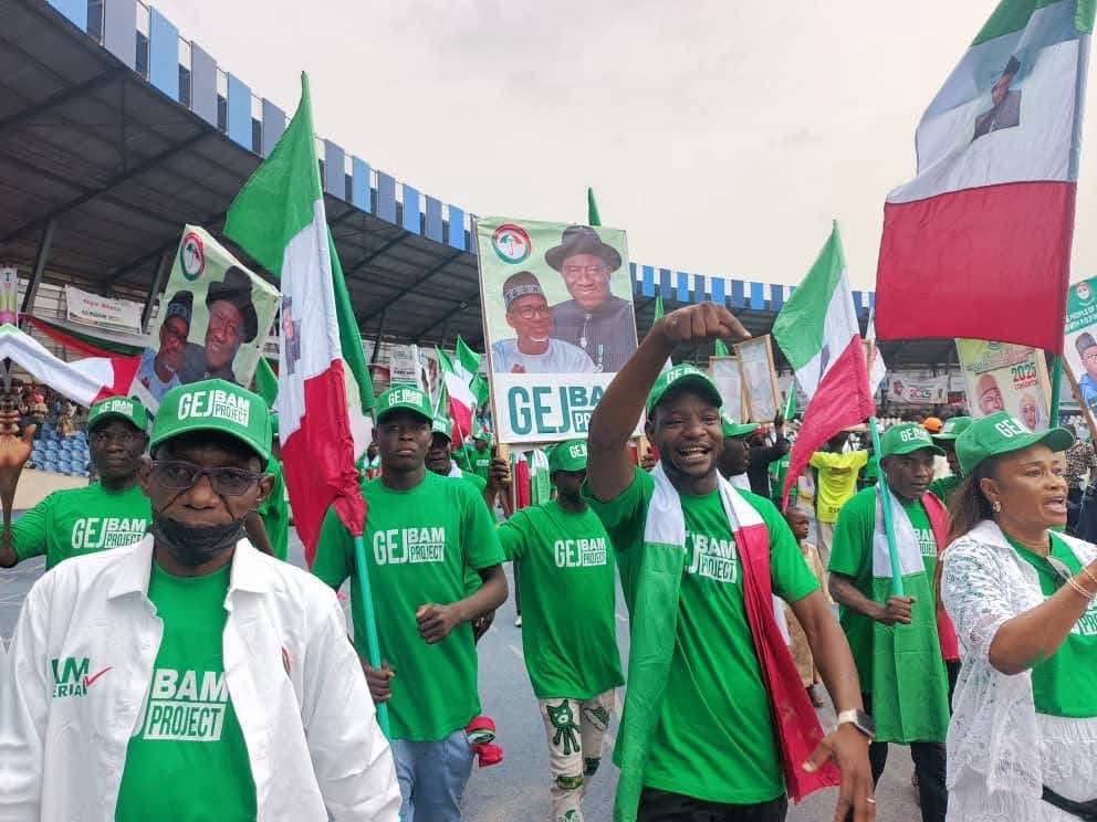 2027 Election: Jonathan–Bala Campaign Flags Emerge at PDP Convention Venue (PHOTOS)