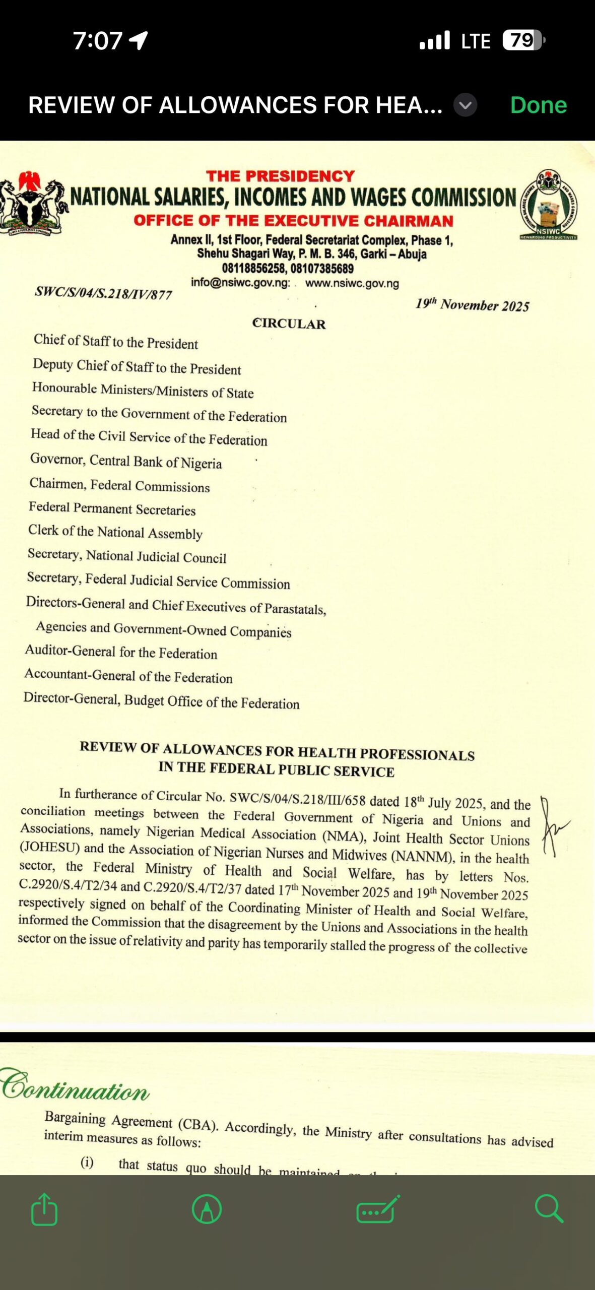 BREAKING: Federal Health Workers Set for 15–20% Allowance Boost in ₦330 Billion Overhaul