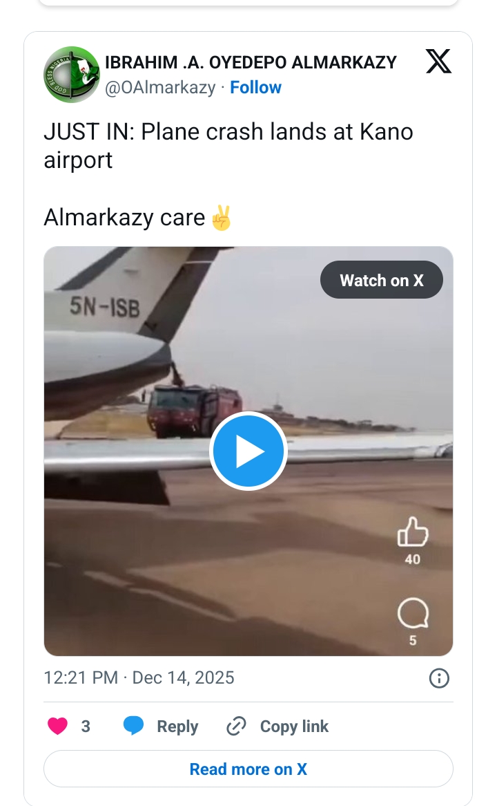 Private Jet Crash-lands In Kano (Video)
