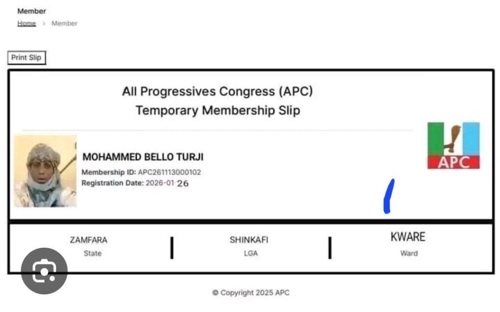 APC Disowns Fake Membership Slip Linking Terrorist Turji to Party