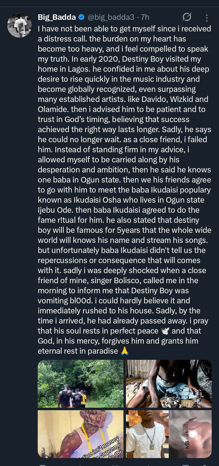 Destiny Boy Died After Seeking Ritual Fame in Ogun, Sparks - Close Associates Speak Out 