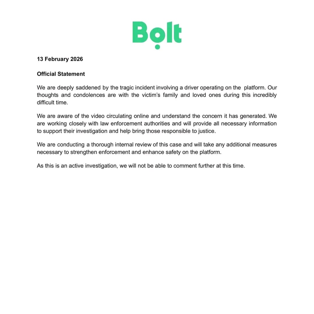 Bolt Finally Responds After The Tragic Murder Of the E-Hailing Driver