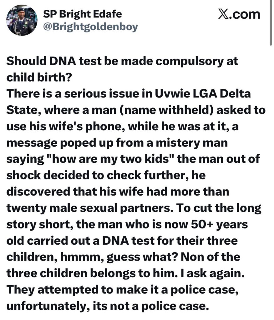 50-year-old Delta Man In Shock After DNA Test Showed He Is Not The Father Of His Three Children
