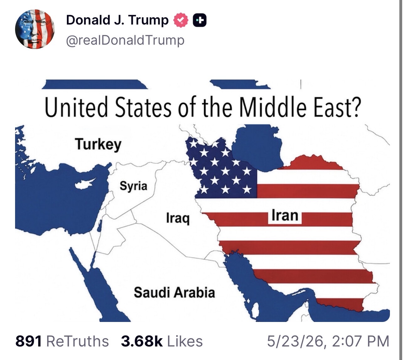 Donald Trump Sparks Controversy With ‘United States of the Middle East’ Post