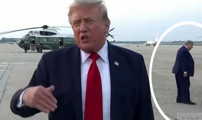 EXCLUSIVE: Donald Trump 'body double' Spotted In Interview Background Sparks Conspiracy Theory
