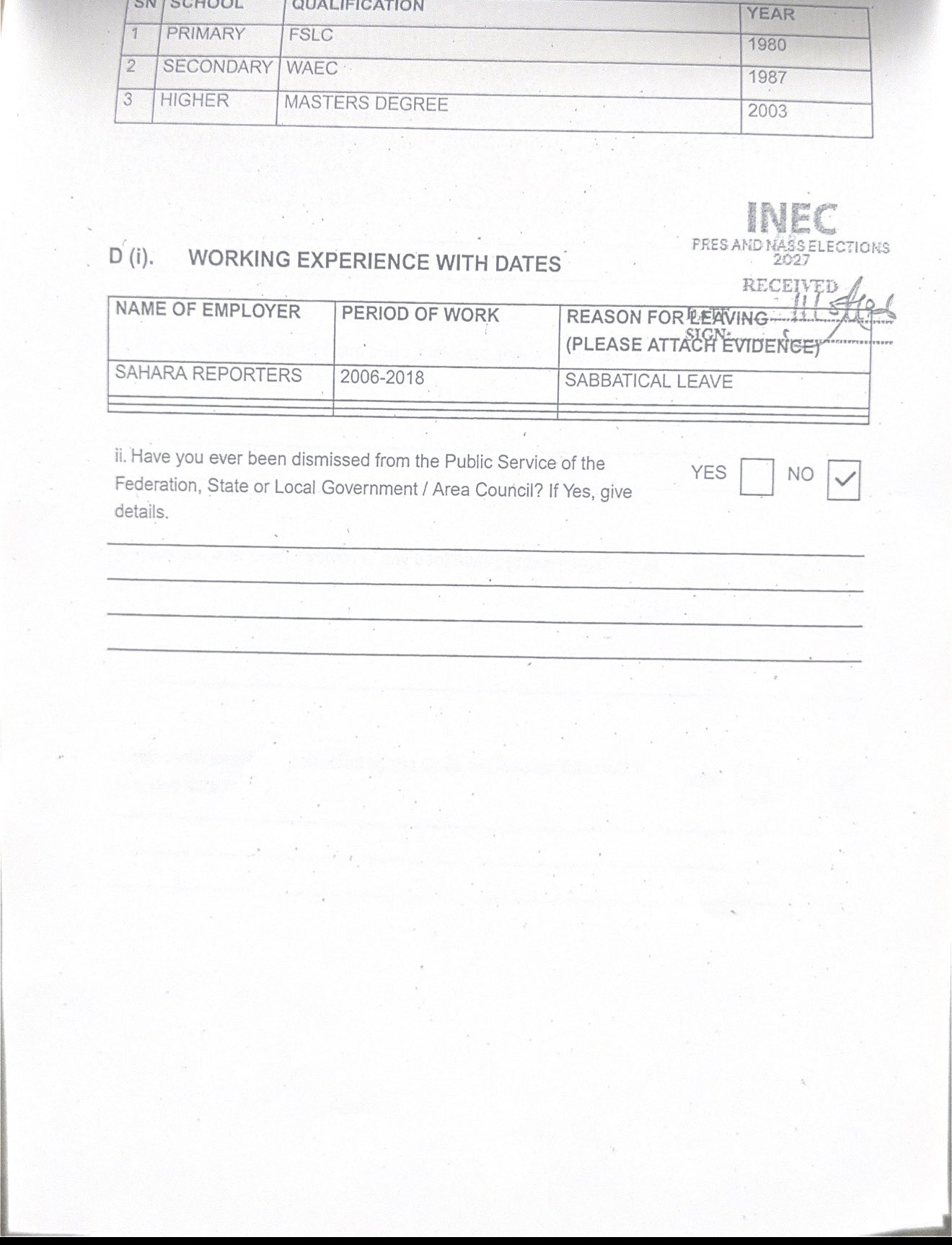 INEC Publishes Omoyele Sowore's Credentials, Personal Particulars for 2027 Presidential Election